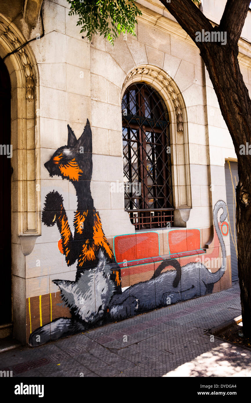 Street art in Barrio Providencia in Santiago. Stock Photo