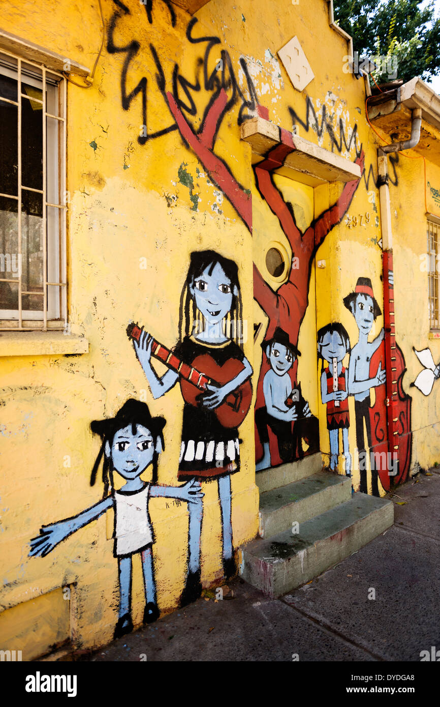 Street art in Valparaiso in Chile. Stock Photo