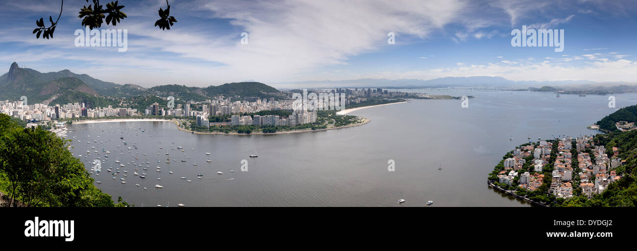 View from half way up to the Sugarloaf Mountain in Rio de Janeiro. Stock Photo