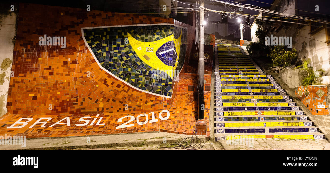 Escadaria Selaron at Lapa in Rio de Janeiro. Stock Photo