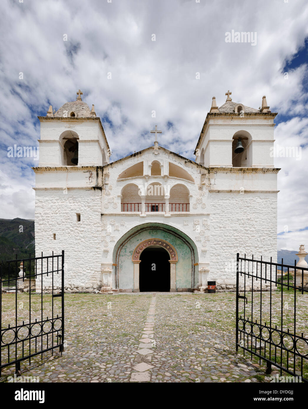 Church of Maca in Maca Village in the Colca Valley which is north of Arequipa. Stock Photo