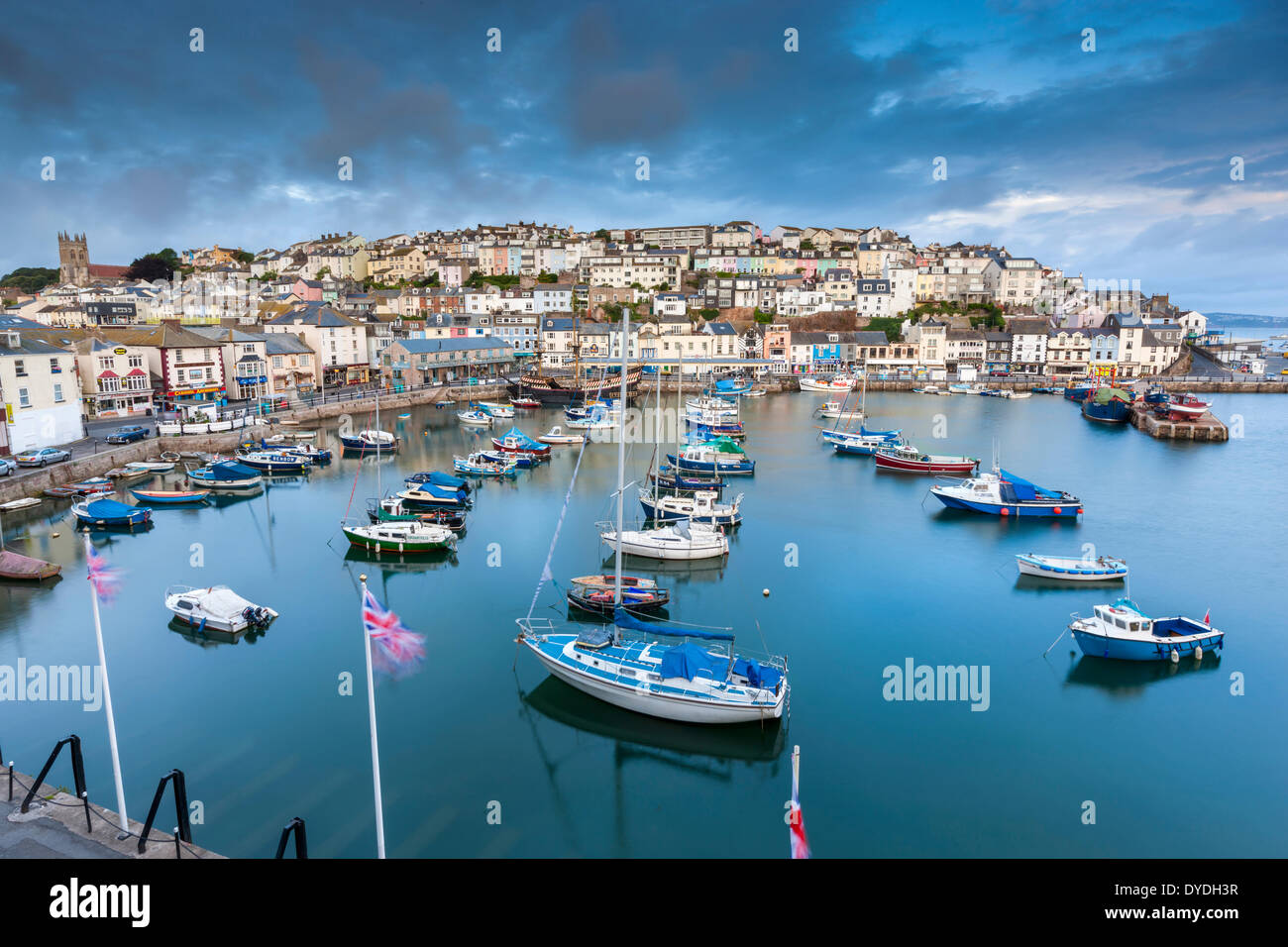 Boats moored in Brixham harbour. Stock Photo