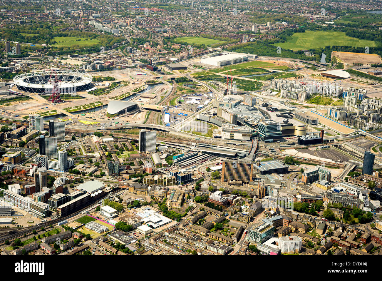 Aerial view of Stratford and Queen Elizabeth Olympic Park. Stock Photo