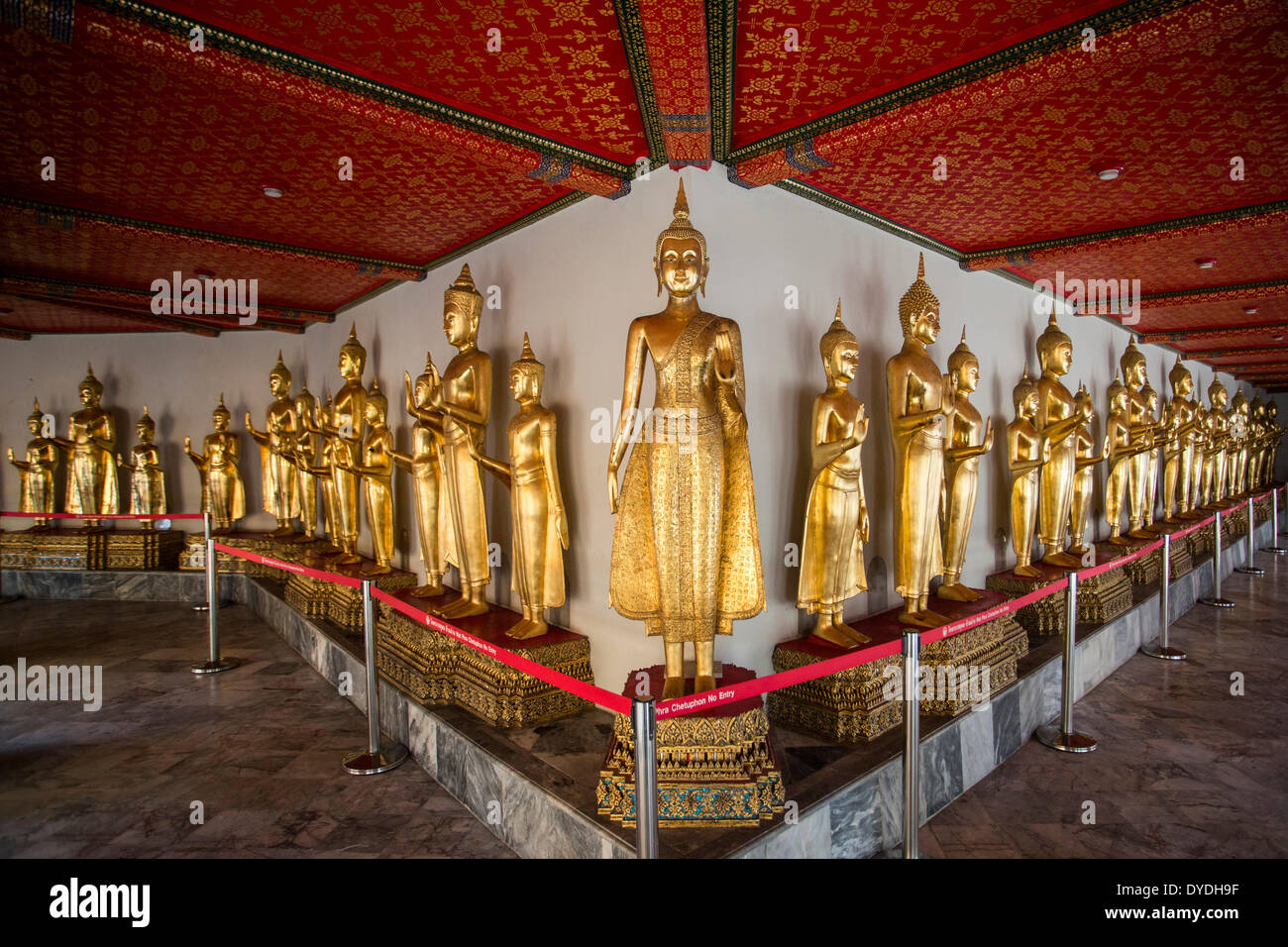 Bangkok City, Thailand, Asia, Wat, Wat Pho, buddhas, golden, hands, many, religion, standing, touristic Stock Photo