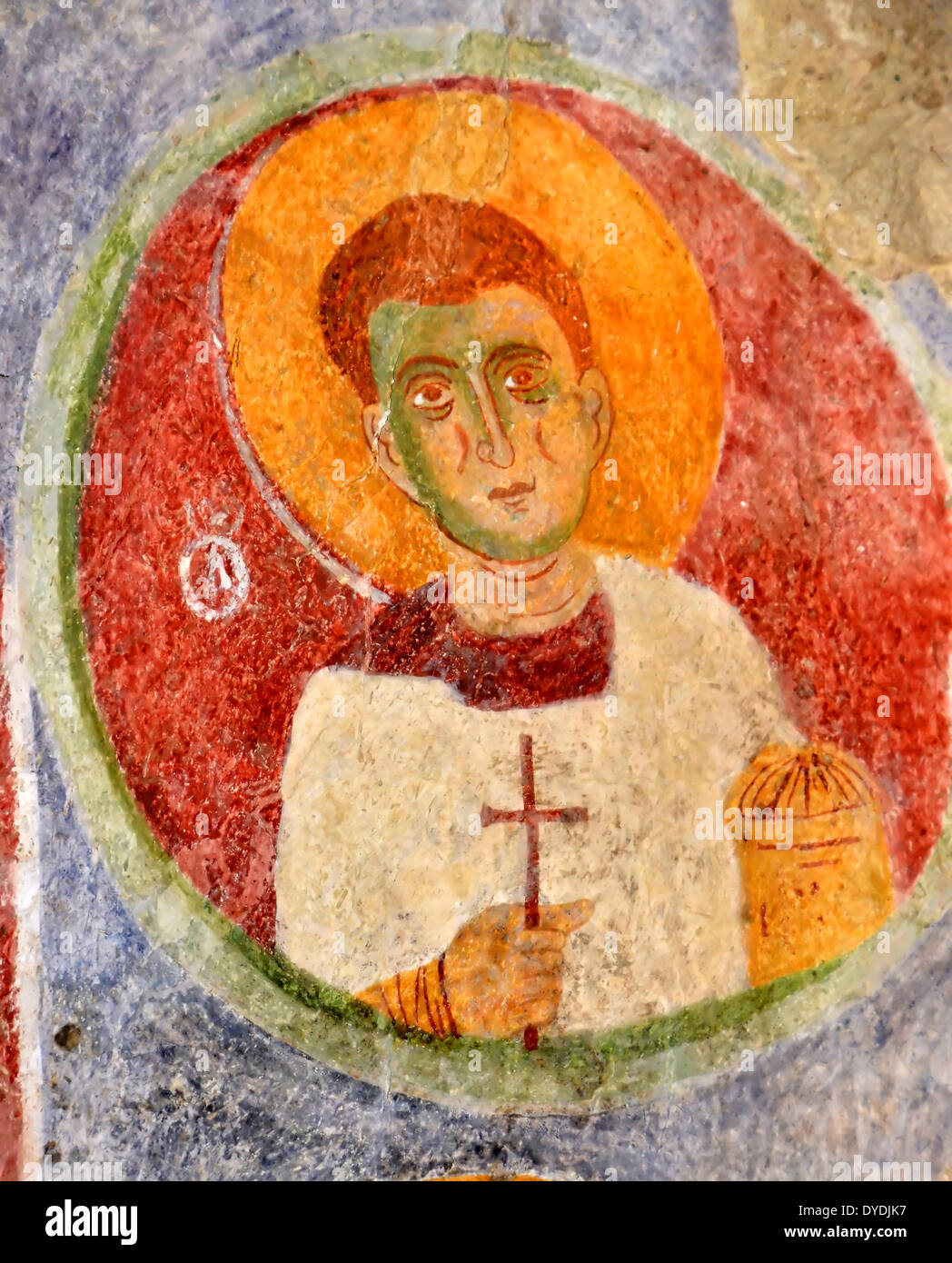 fresco byzantine art portrait hermit turkey demre saint Nicholas father Christmas council orthodox Christian catholic religio Stock Photo