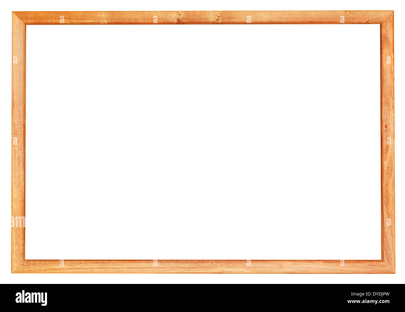 simple narrow wooden picture frame with cut out canvas isolated on ...