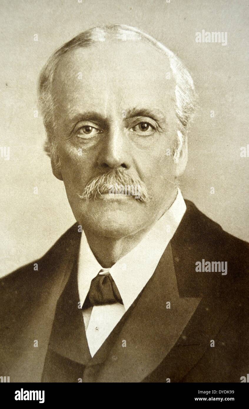Arthur James Balfour, 1st Earl of Balfour, (1848 – 1930) was a British Conservative politician who served as the Prime Minister of the United Kingdom from July 1902 to December 1905. When he came into his inheritance at 21 Balfour became one of the wealthiest young men in Britain. He rose to prominence by suppressing agrarian unrest in Ireland through punitive action combined with measures against absentee landlords. After a period of being highly influential in government, he succeeded his uncle, Lord Salisbury as Prime Minister and Conservative Party leader in July 1902. Stock Photo