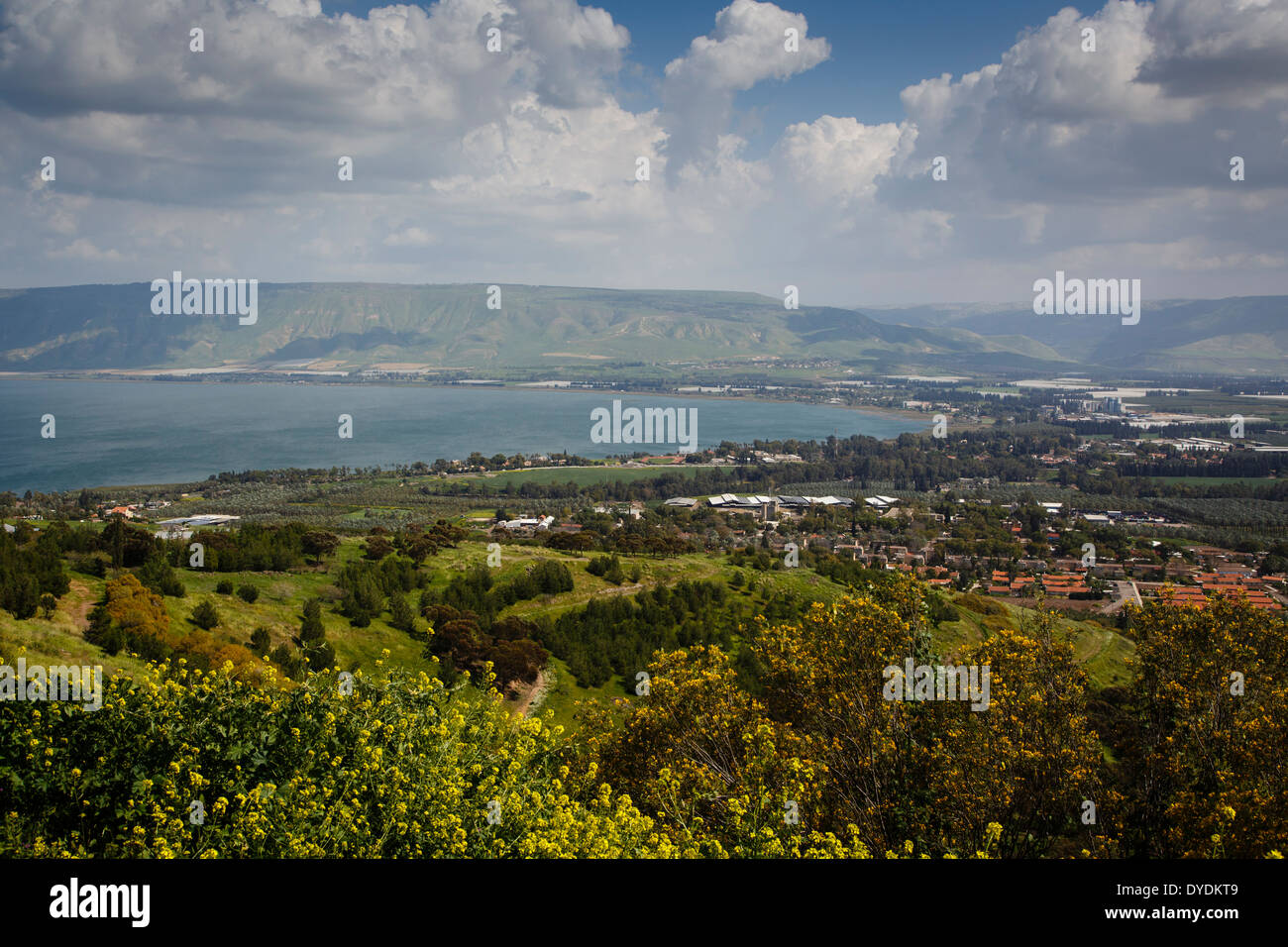 View over the Sea of Galilee - Lake Tiberias, Israel. Stock Photo