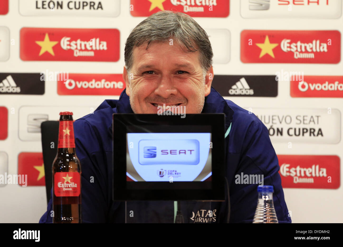 Barcelona, Spain. 15th Apr, 2014. BARCELONA-SPAIN April -15. Gerardo Martino in the FC Barcelona training and press conference preceding the final of the Copa del Rey, which took place at the Ciudad Deportiva Joan Gamper of FC Barcelona, ''on April 5, 2014 Photo: Joan Valls/Urbanandsport /Nurphoto © Joan Valls/NurPhoto/ZUMAPRESS.com/Alamy Live News Stock Photo