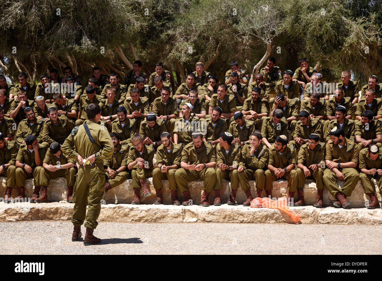 Soldiers by the grave site of David Ben Gurion in Sde Boker, Negev region, Israel. Stock Photo