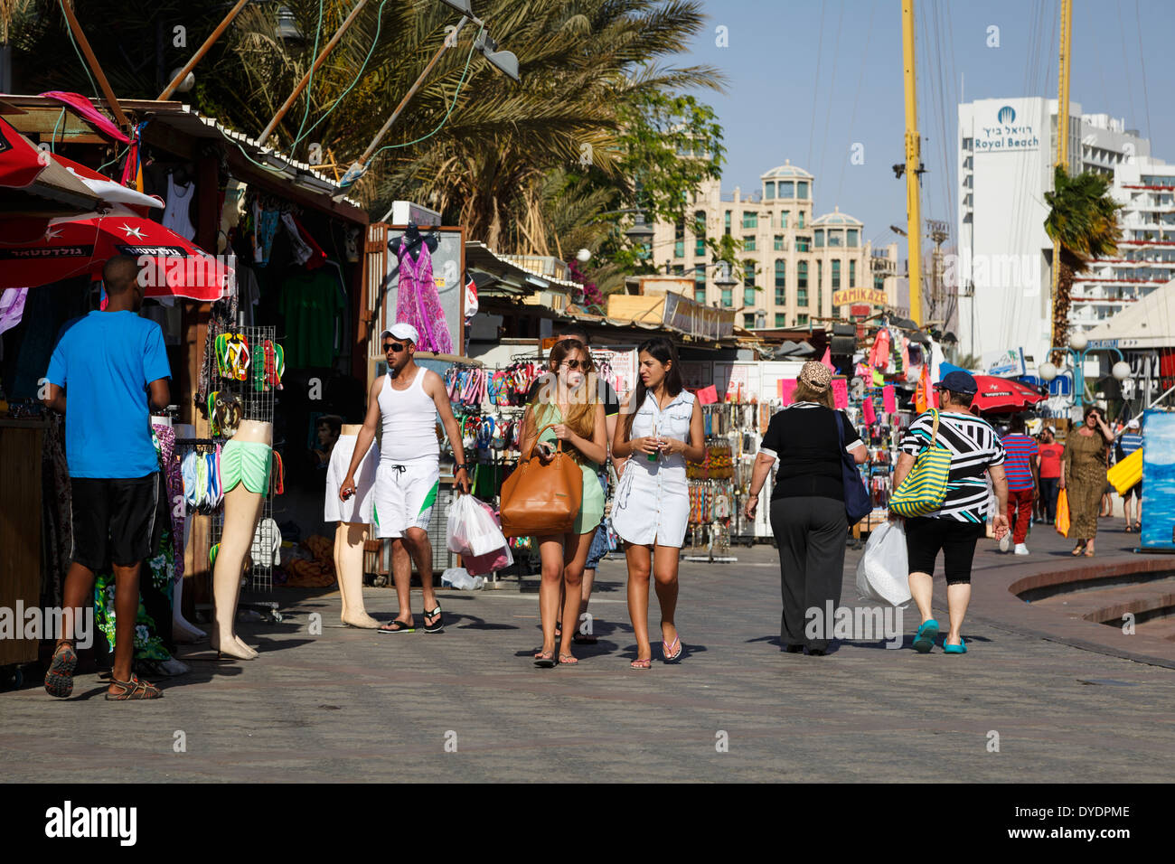 People walking by the promenade, Eilat, Israel. Stock Photo