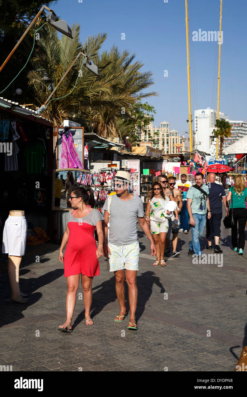 People walking by the promenade, Eilat, Israel. Stock Photo