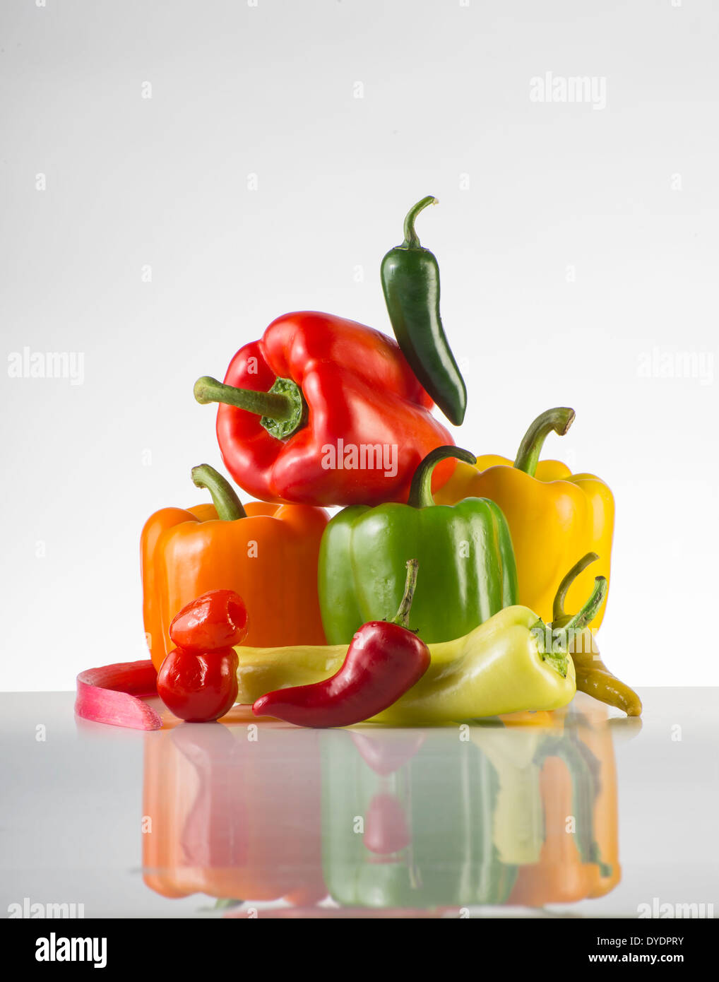 Pile Of assorted Peppers Stock Photo