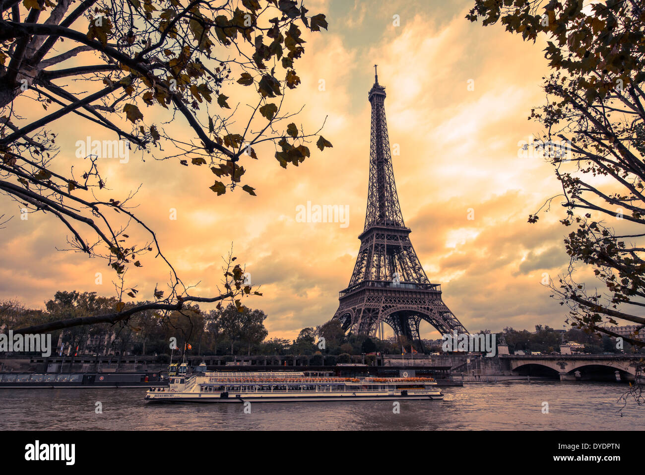 Sunset Eiffel Tower Paris France