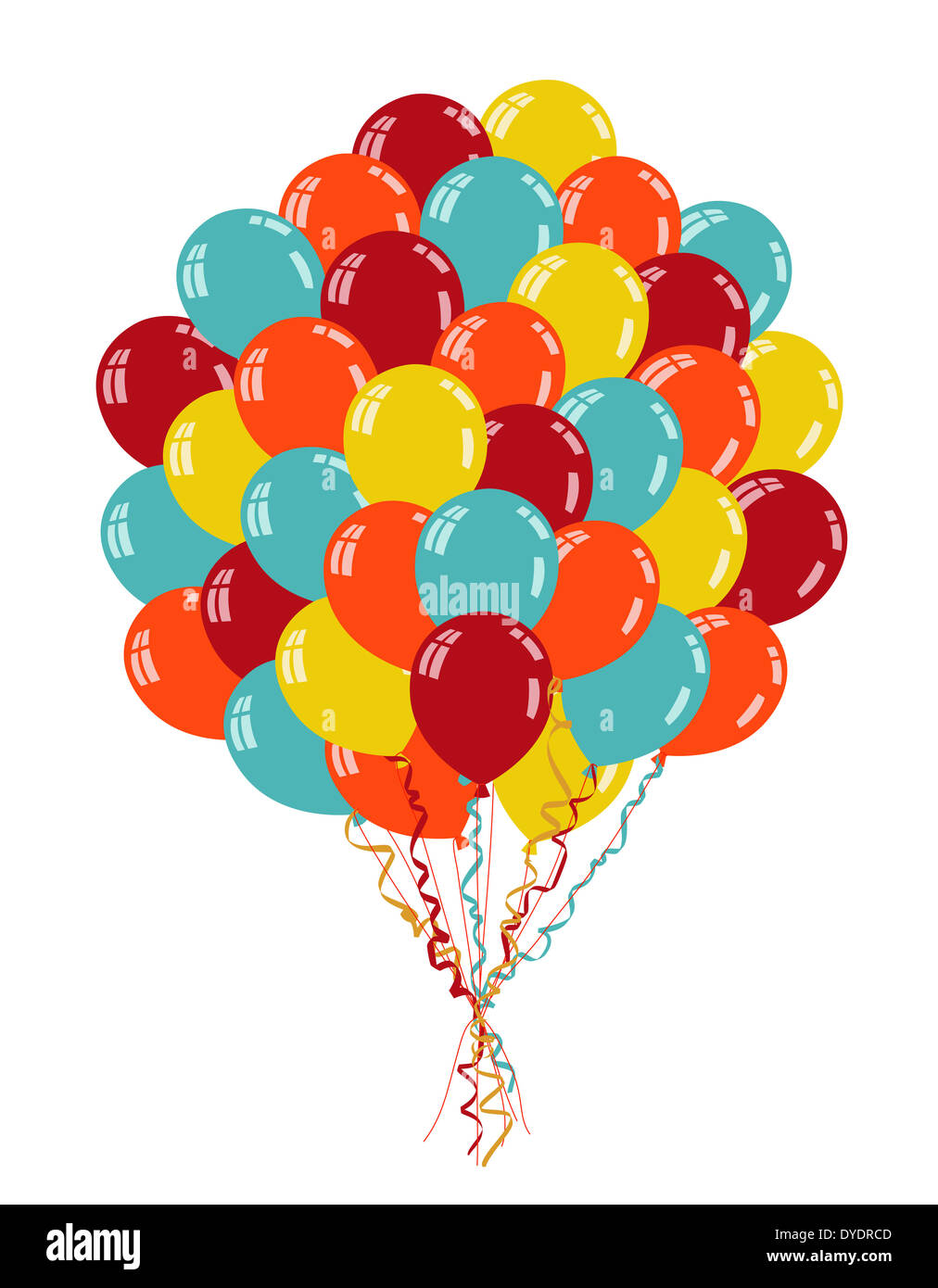 Colorful balloons with ribbons isolated on white Stock Photo Alamy