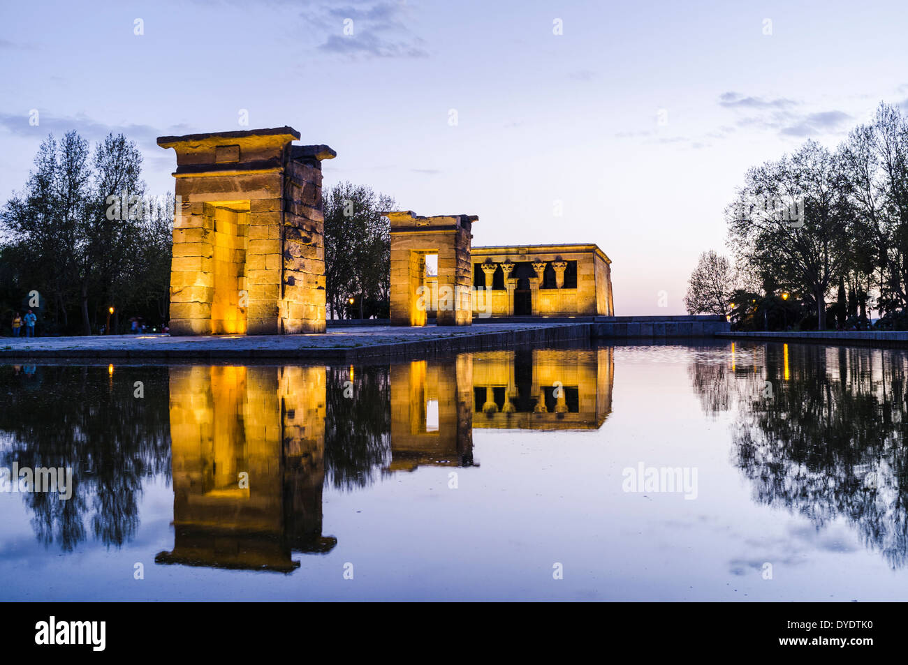 Temple of Debod at dusk. Parque del Oeste, Madrid Spain Stock Photo