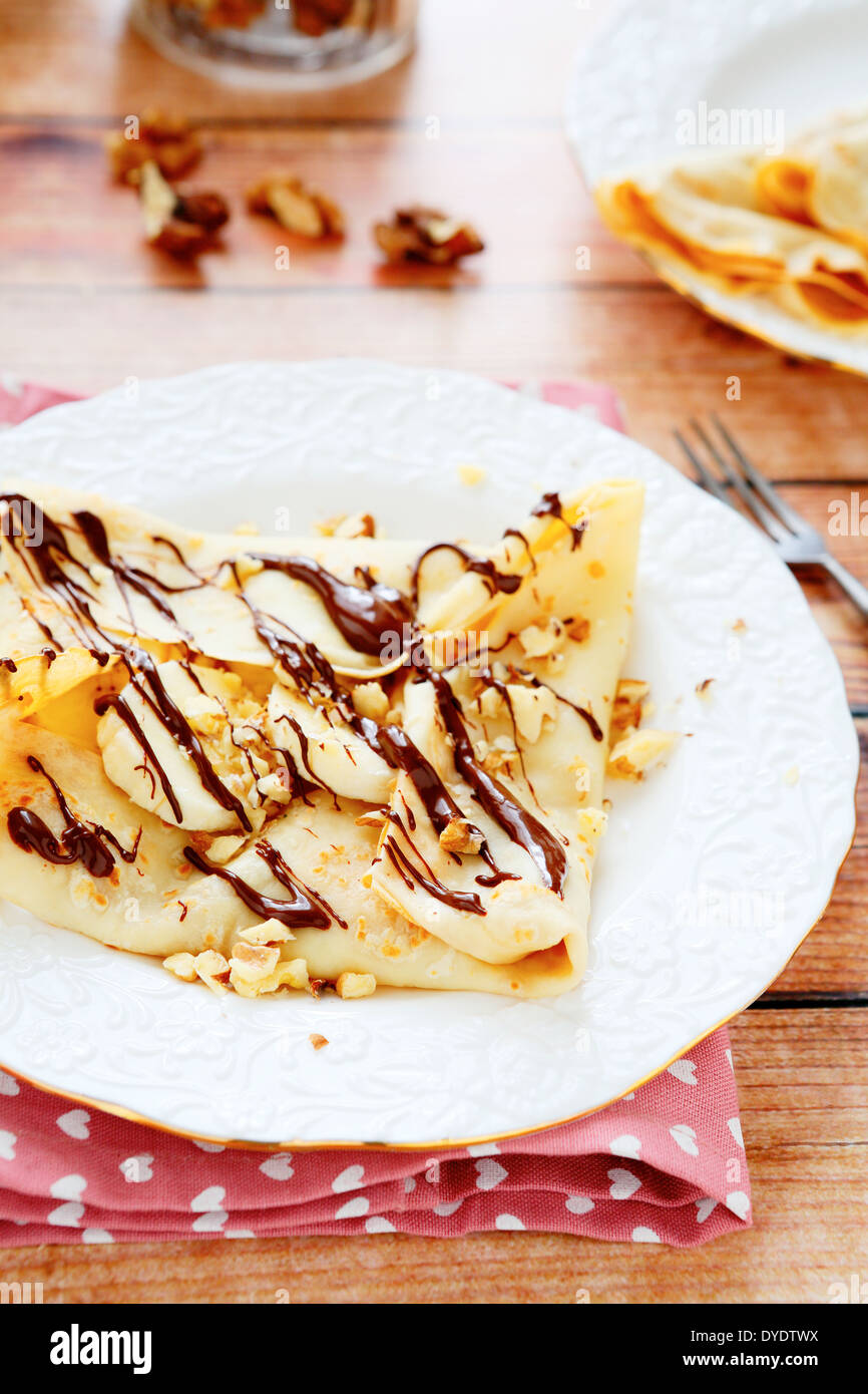 French crepes with banana, food closeup Stock Photo Alamy