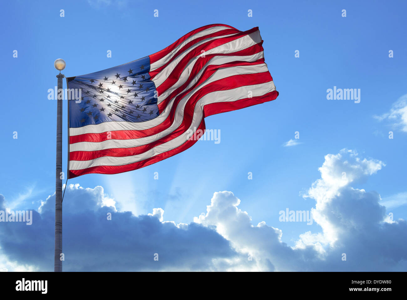 American flag waving in the wind Stock Photo
