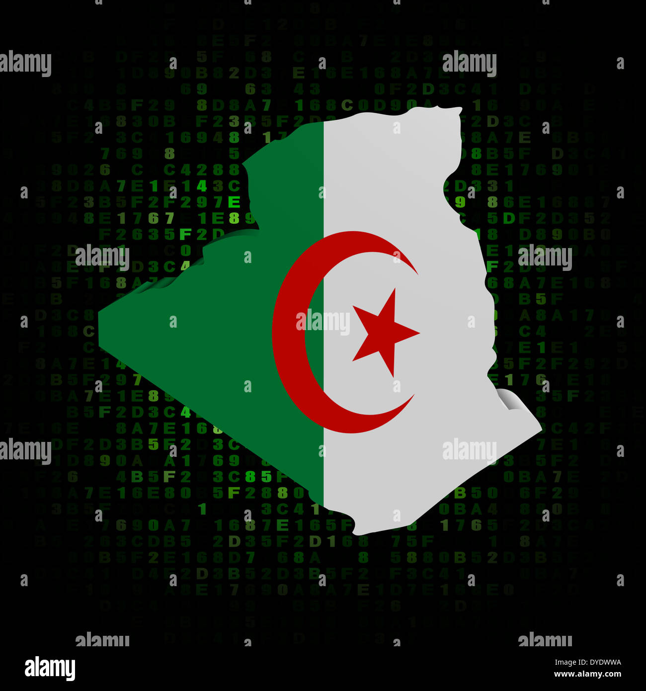 Algeria map flag on hex code illustration Stock Photo - Alamy