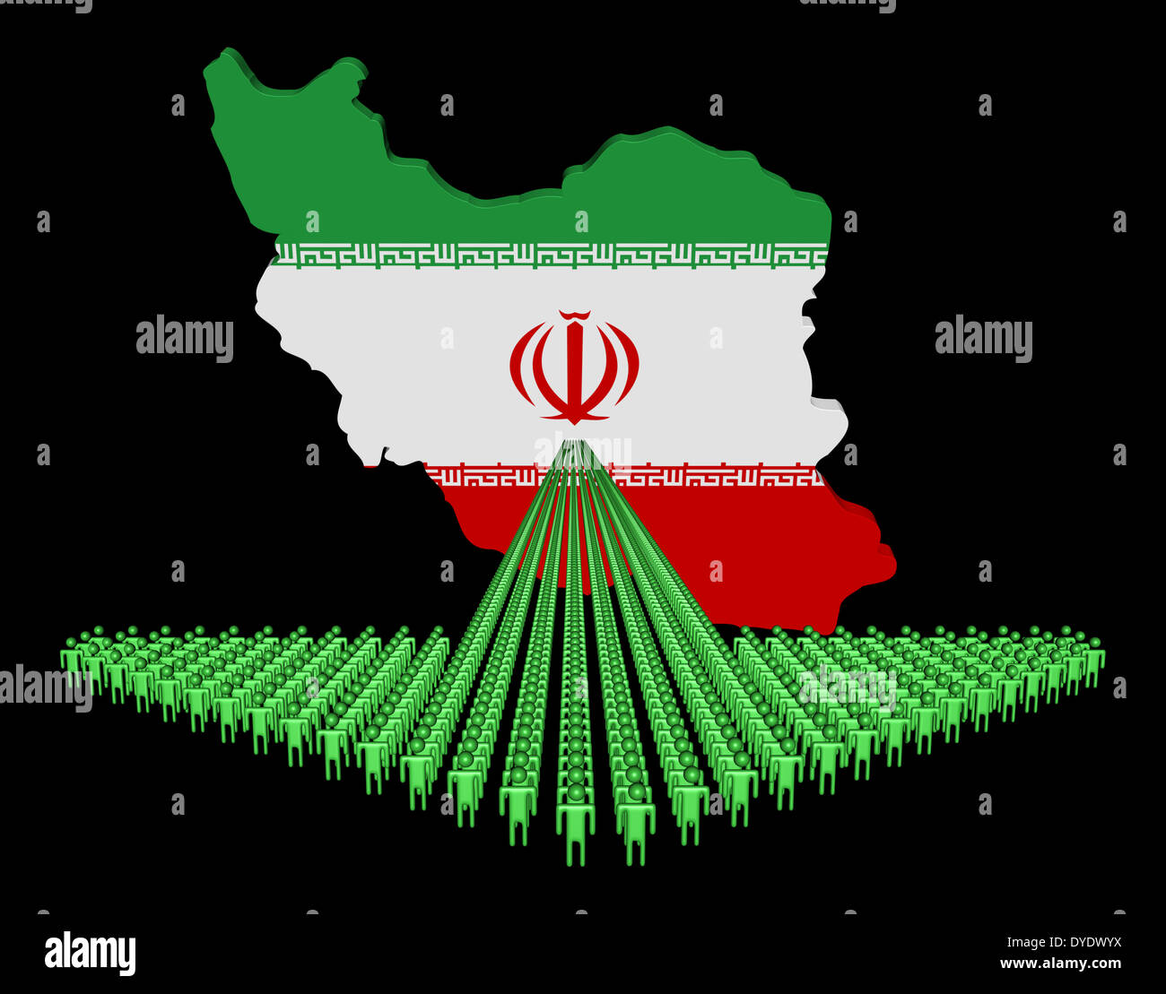 Arrow of people with Iran map flag illustration Stock Photo