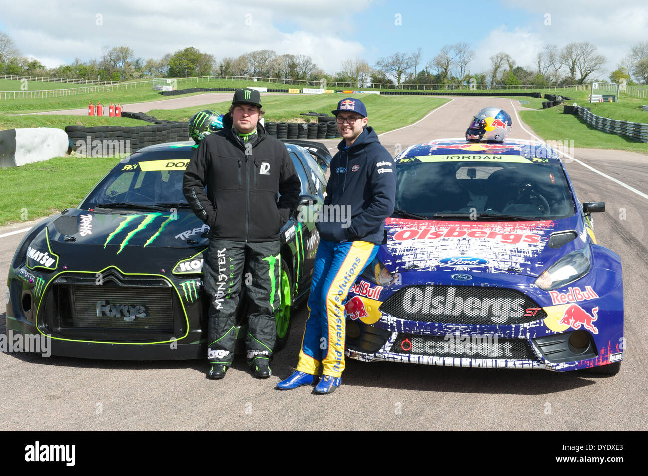 Liam Doran ( In black) and current British touring car champion Andy Jordan Stock Photo