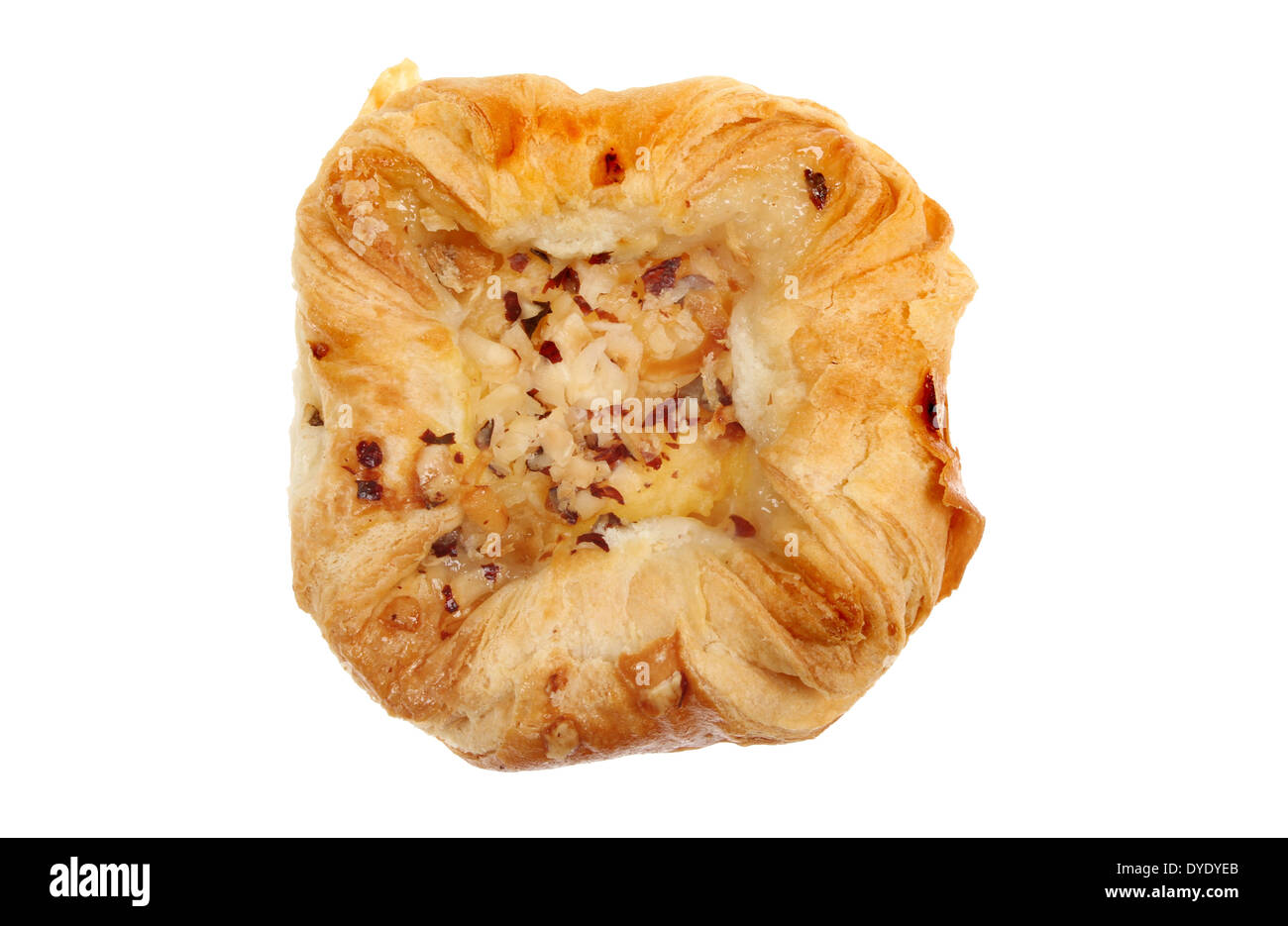 Danish pastry viewed from above isolated against white Stock Photo