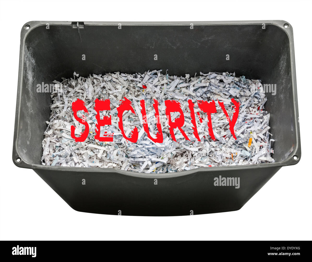 Shredded confidential papers for security reasons, isolated Stock Photo