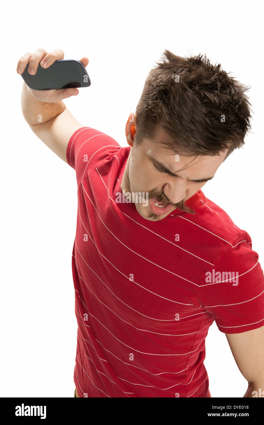 Man throwing phone hires stock photography and images Alamy