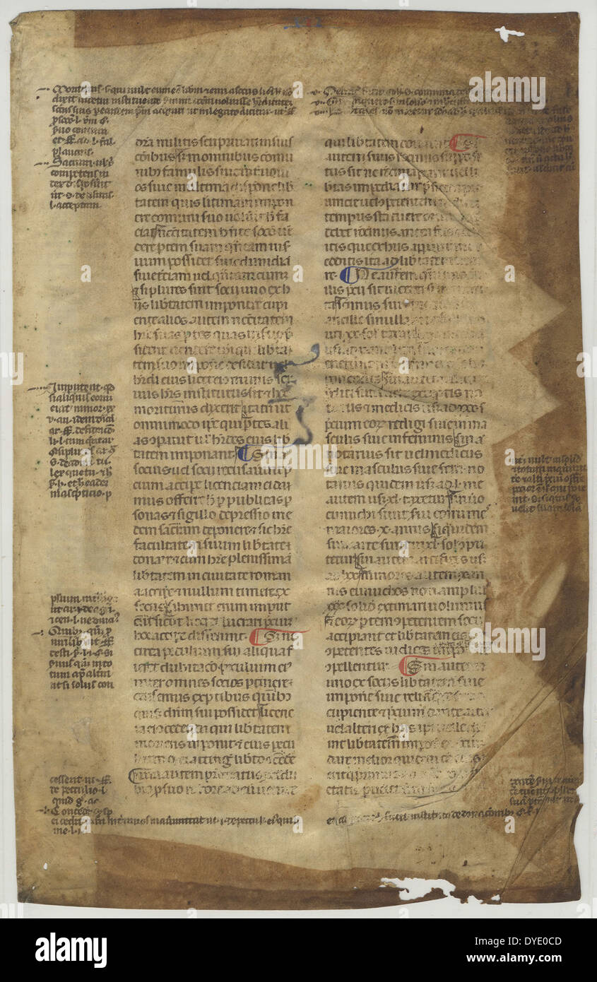 Recto of leaf from a glossed Codex Justinianus Stock Photo