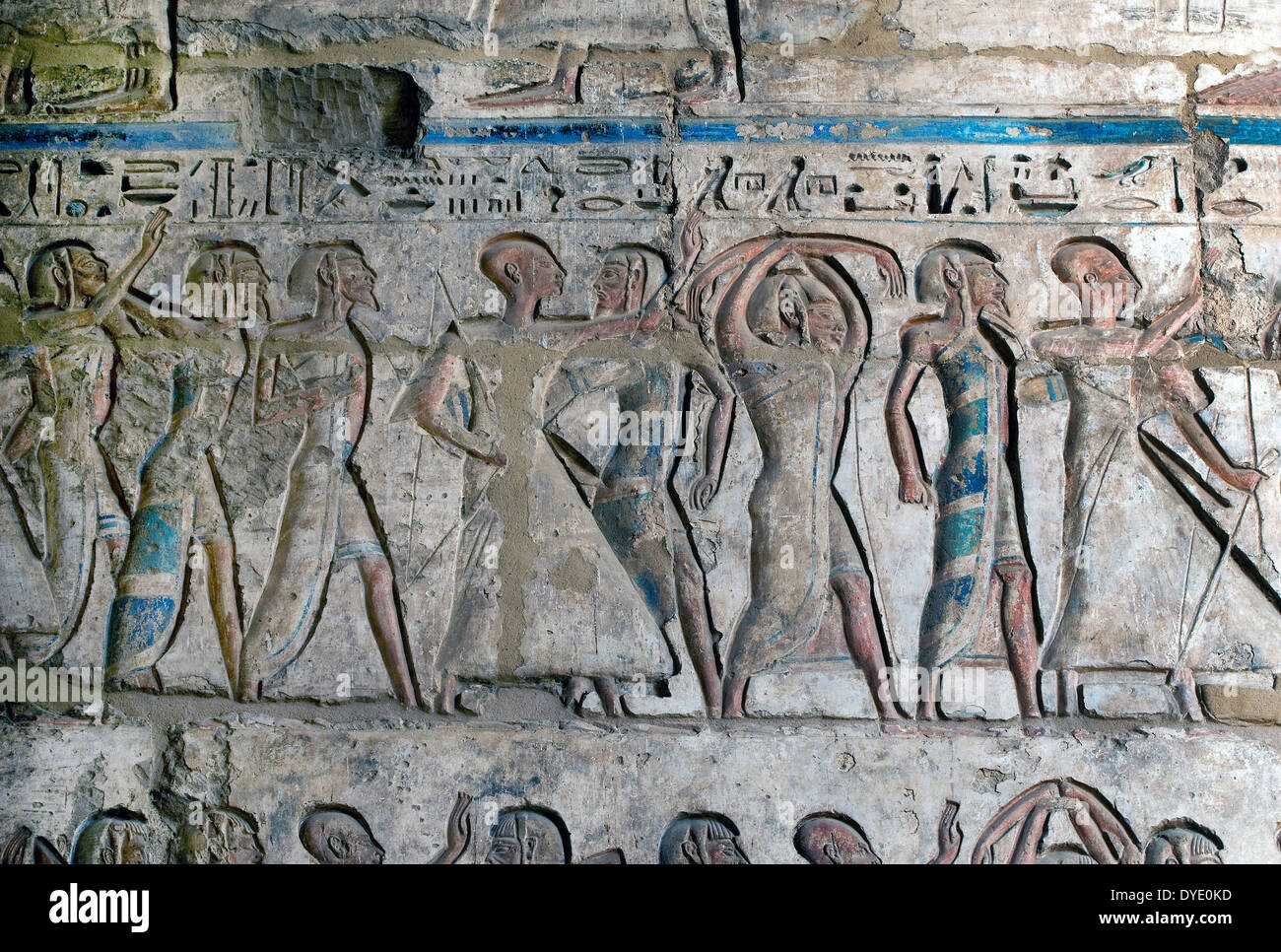Temple of Ramses III (1198-1167 b.C. – XX° Dyn.) at Medinet Habu: the  Sea People. Stock Photo