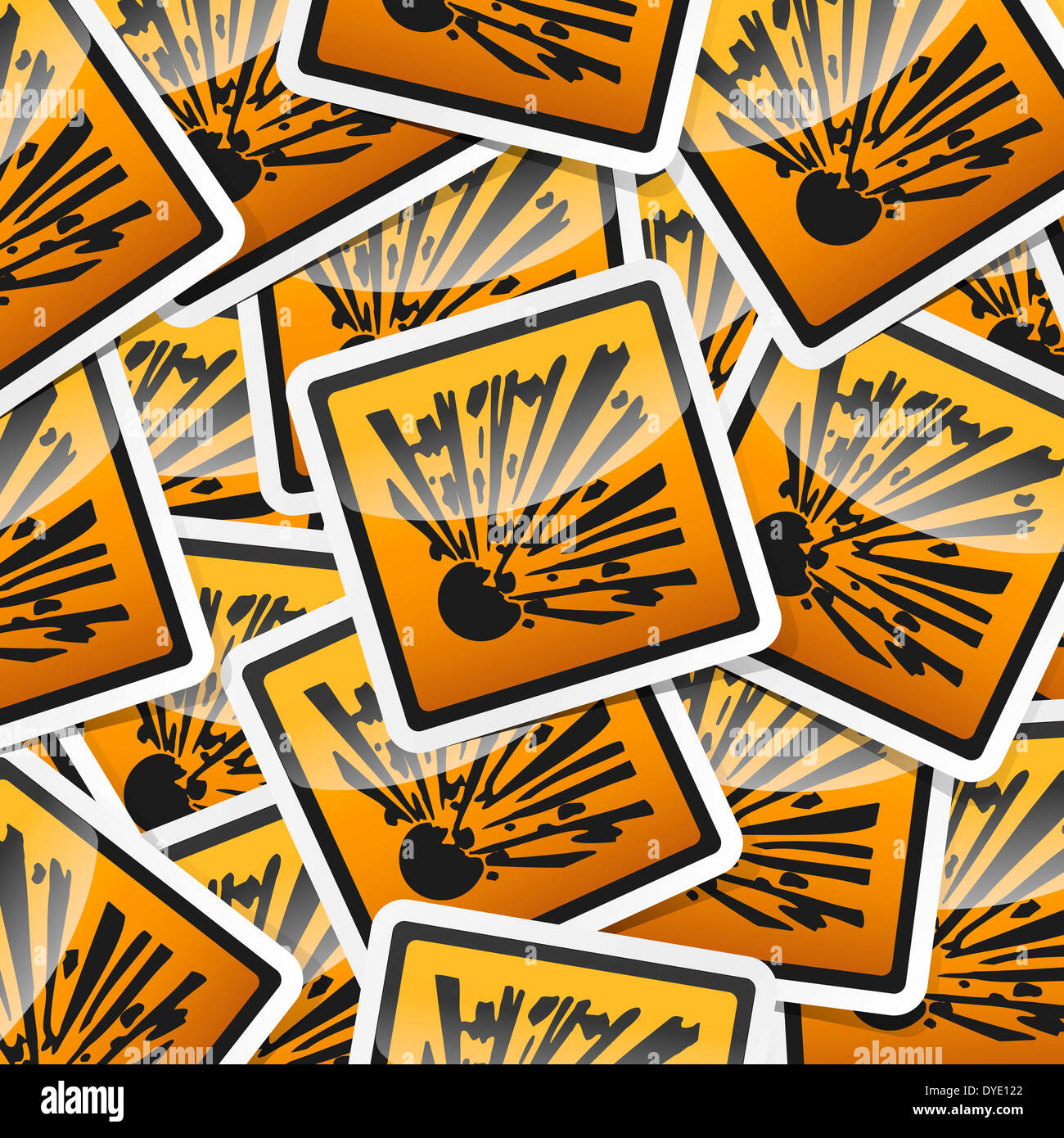 Danger, hazard sign, icon sticker style collection with shadow. Stock Photo