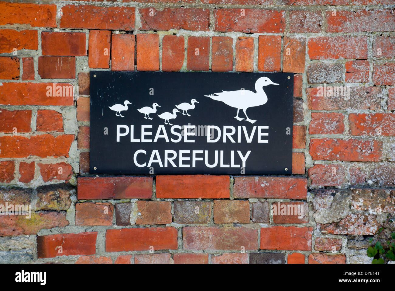 Sign near the duck pond in the village of Urchfont, Wiltshire Stock Photo