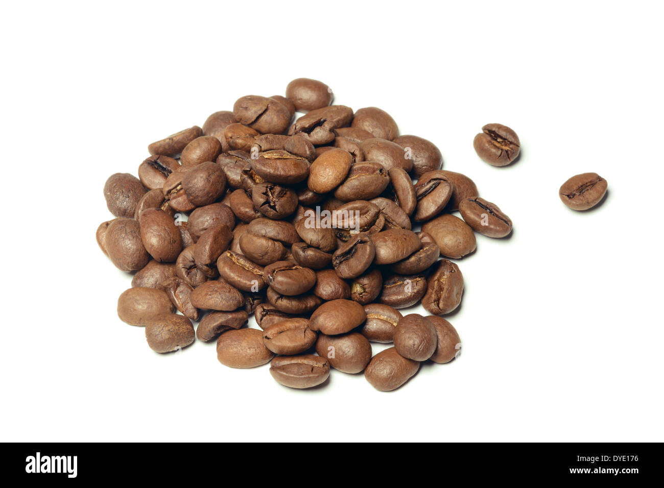 Brown coffee beans isolated on white background Stock Photo - Alamy