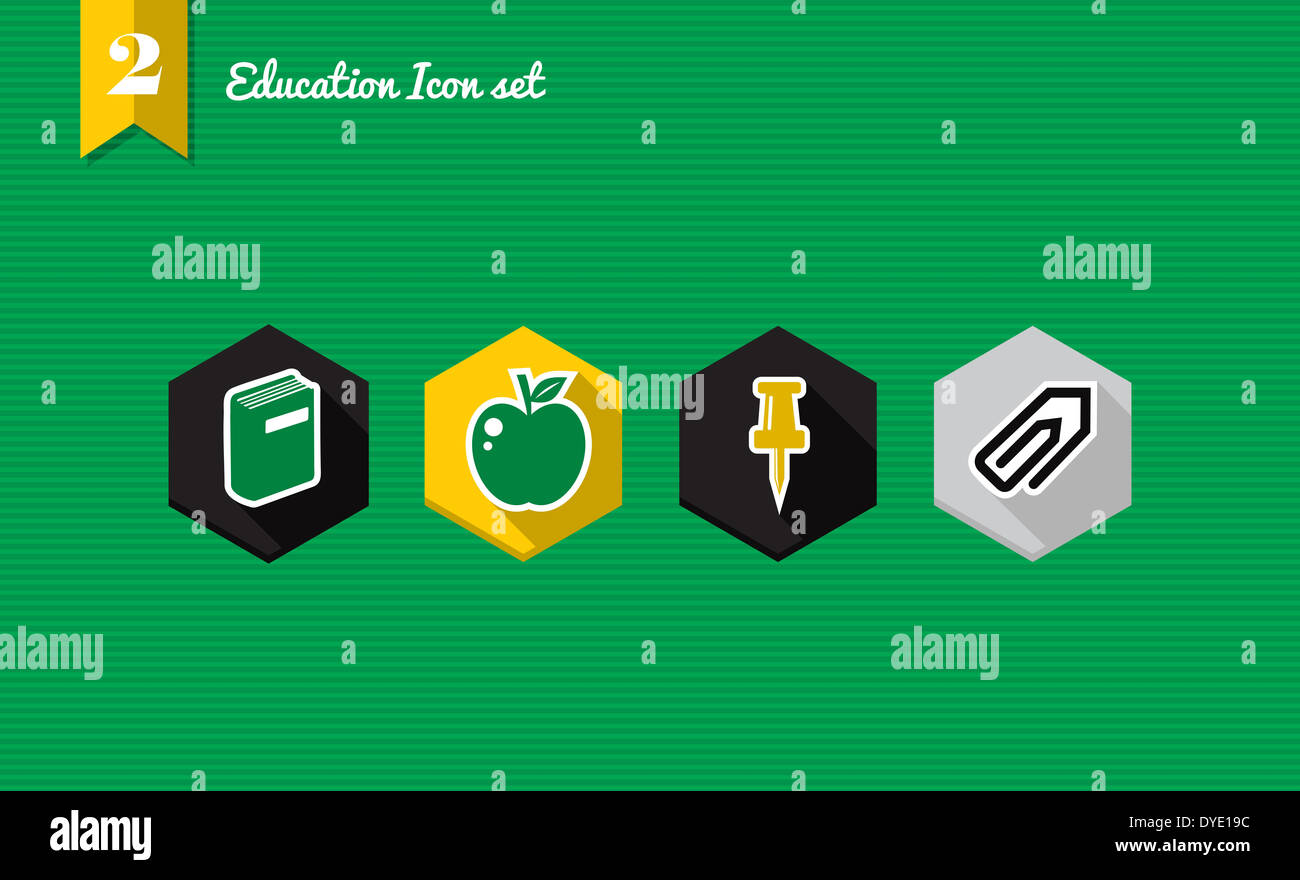 Set of flat design icons for Education and back to school concept ...