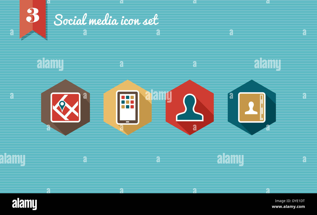 Set of flat design icons for Social media network illustration. Vector ...
