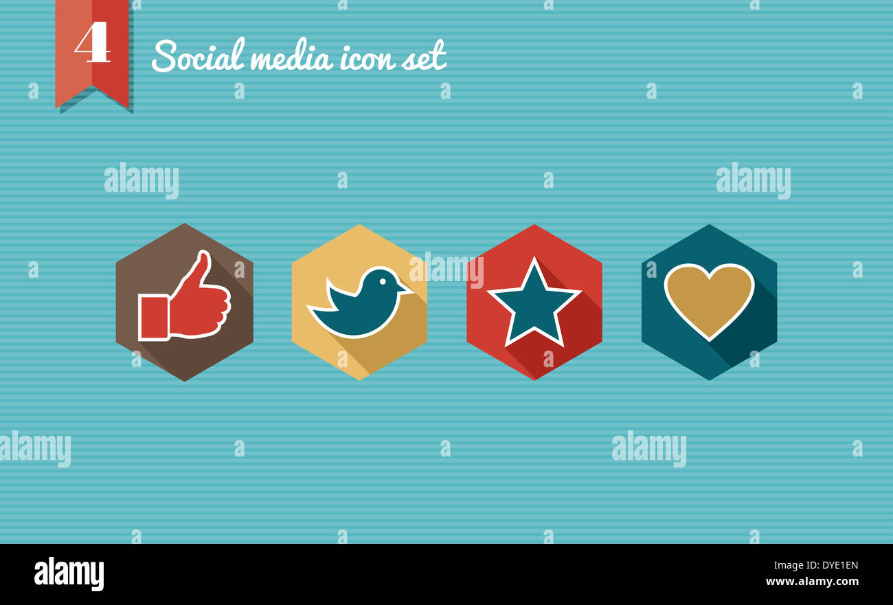 Set of flat design icons for Social media network illustration. Vector ...