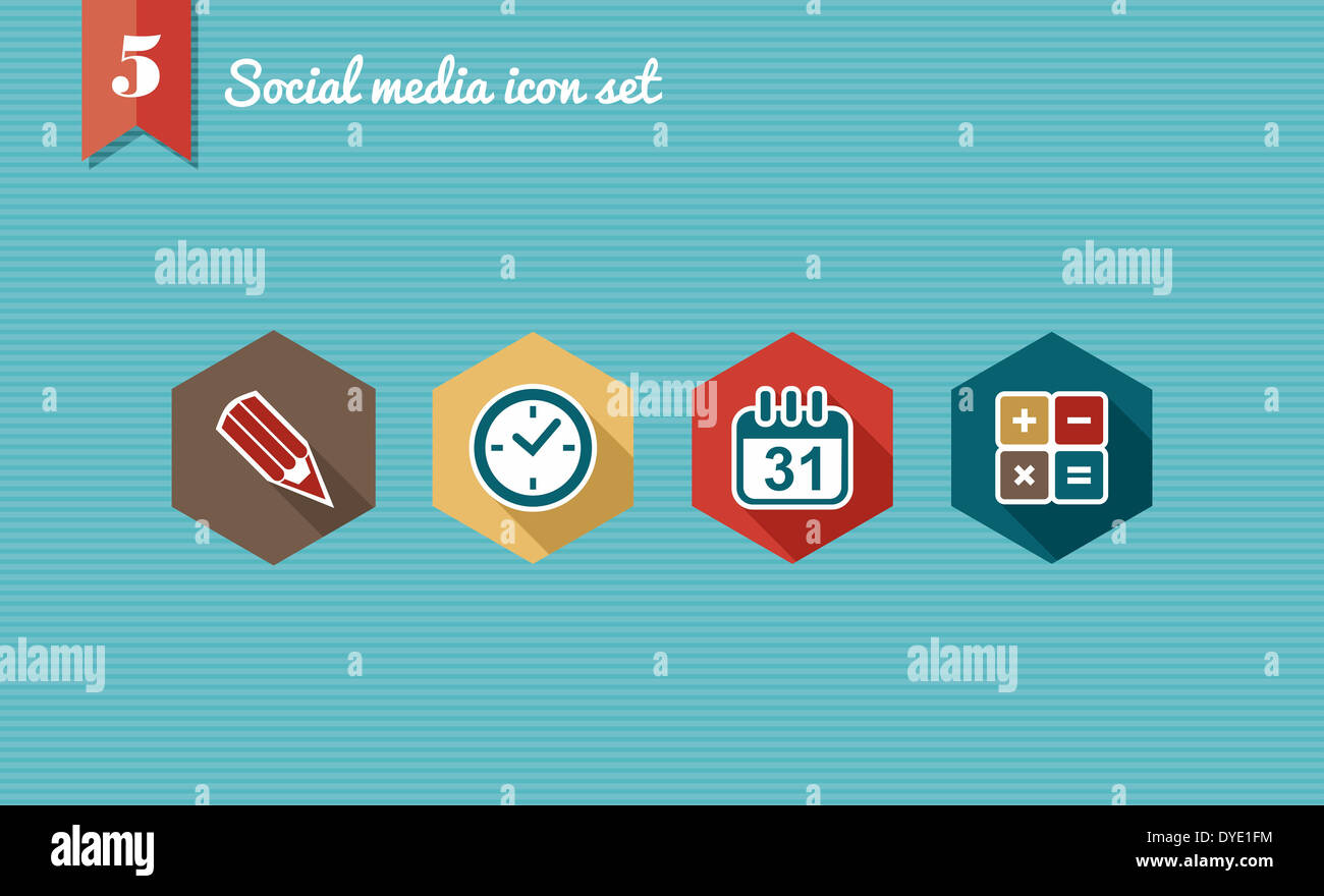 Set of flat design icons for Social media network illustration. Vector ...