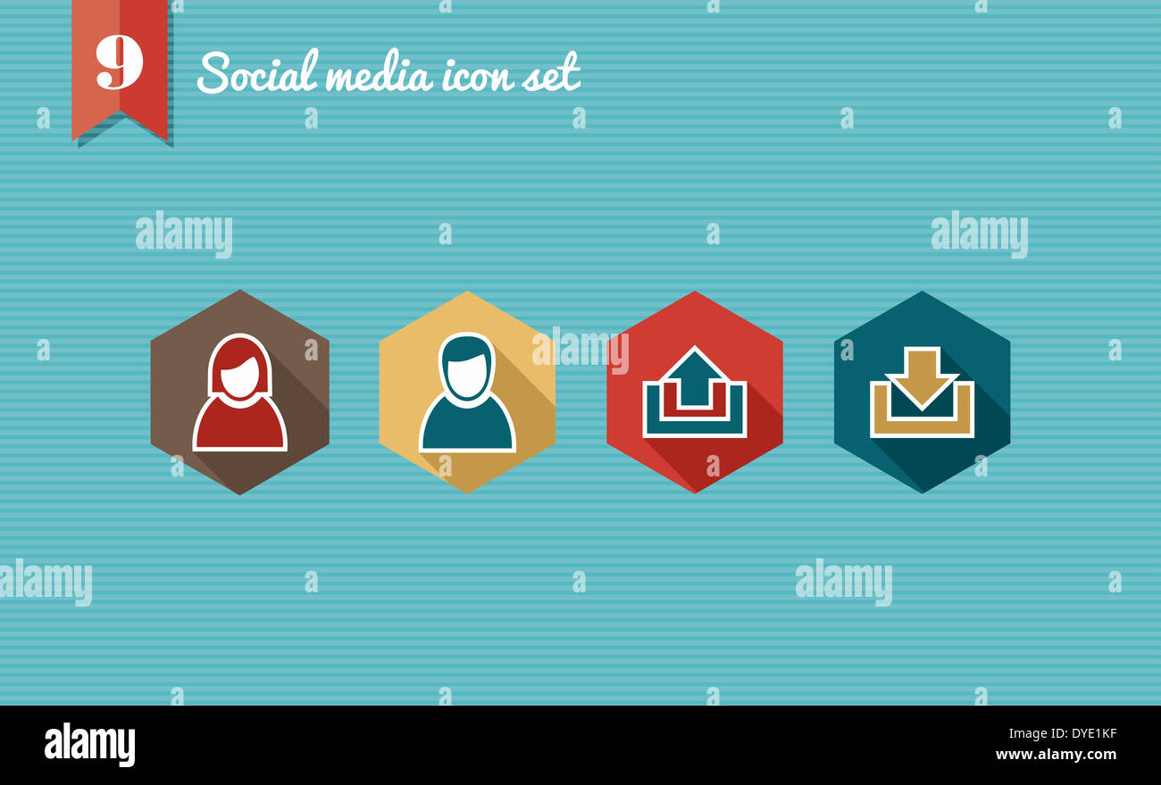 Set of flat design icons for Social media network illustration. Vector ...
