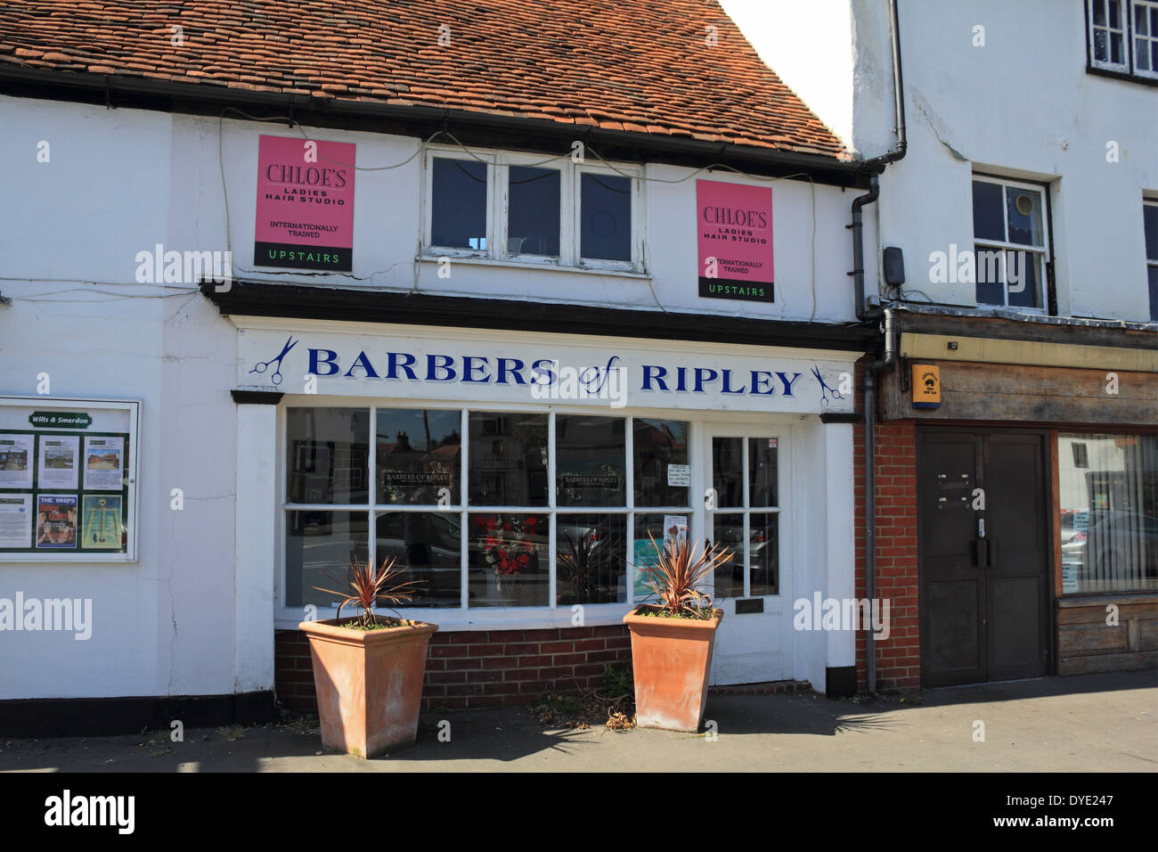 Barbers of Ripley in the High Street at Ripley Surrey England UK Stock