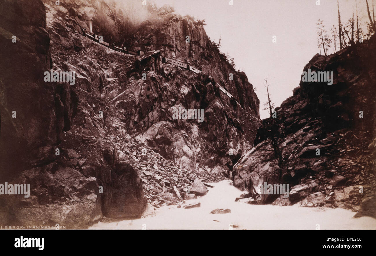 Denver and Rio Grande Railroad at Canyon of Rio Las Animas, Colorado
