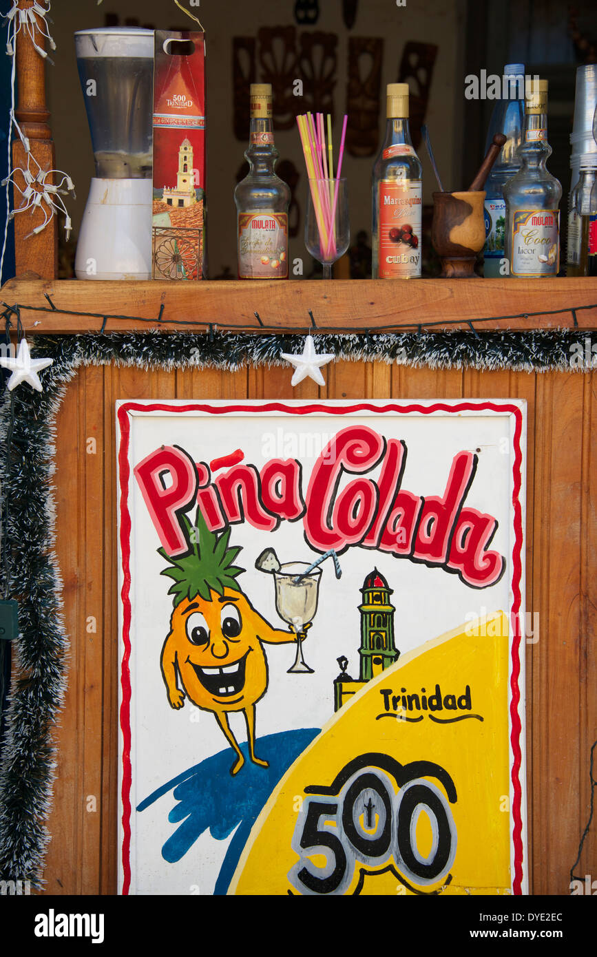 Pina Colada poster drinks bar Trinidad Sancti Spiritus Province Cuba Stock Photo