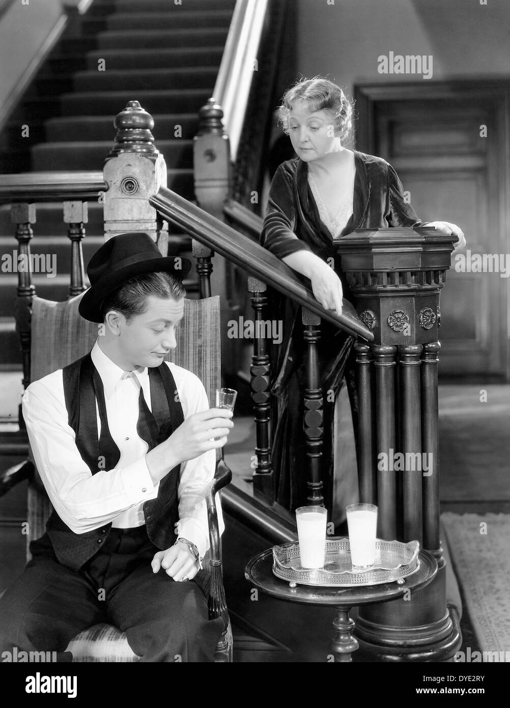 Robert Young, Laura Hope Crews, on-set of the Film, 'New Morals for Old', 1932 Stock Photo