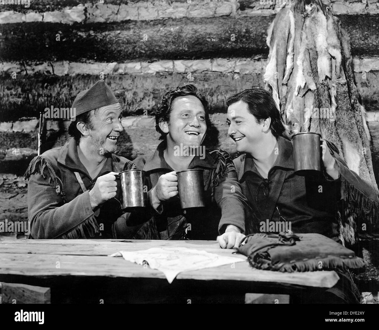 Walter Brennan, Spencer Tracy, Robert Young, on-set of the Film, 'Northwest Passage', 1940 Stock Photo
