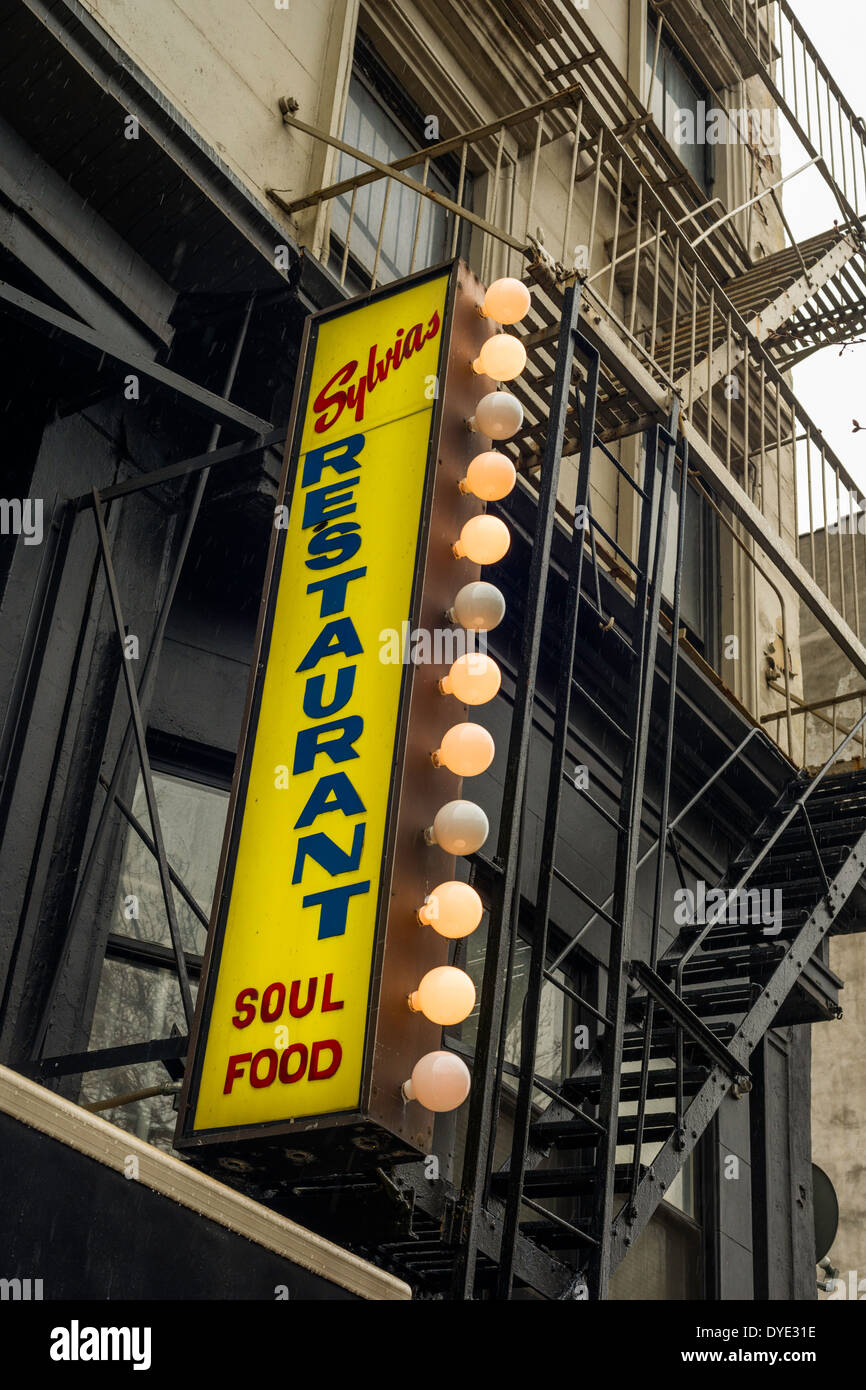 Sylvia's Restaurant of Harlem, legendary soul food restaurant at 328 Lenox Avenue in Harlem, New York City, USA. Stock Photo