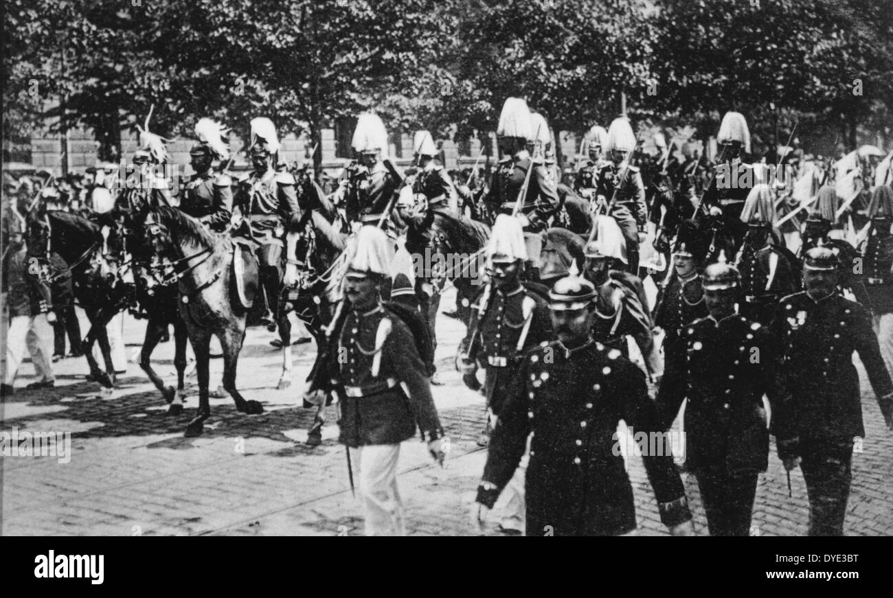 Wilhelm II, Emperor of Germany, at the Head of his Company of Standard-Bearers, circa 1912 Stock Photo