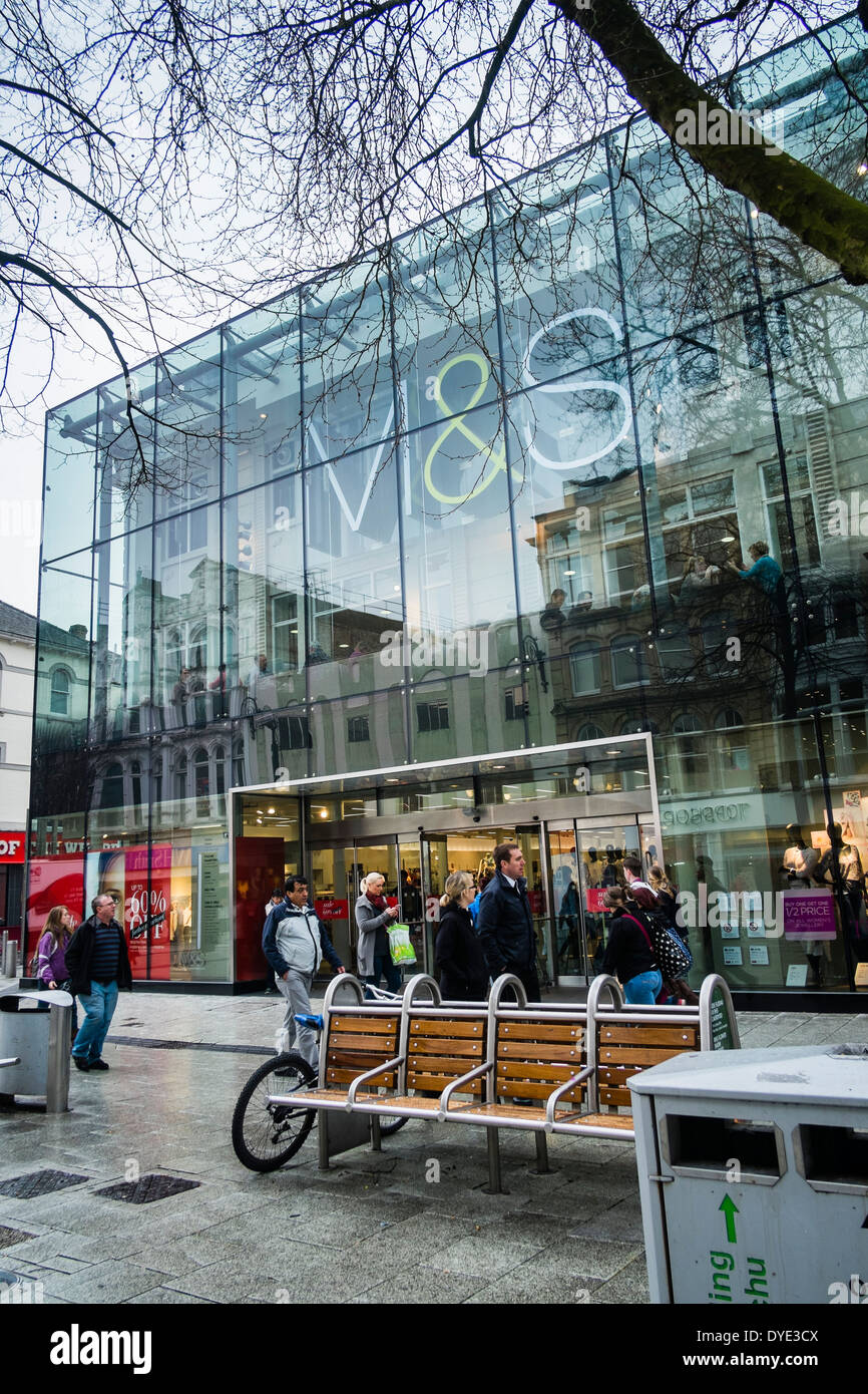 exterior Marks and Spencer flagship store, Cardiff City centre Stock