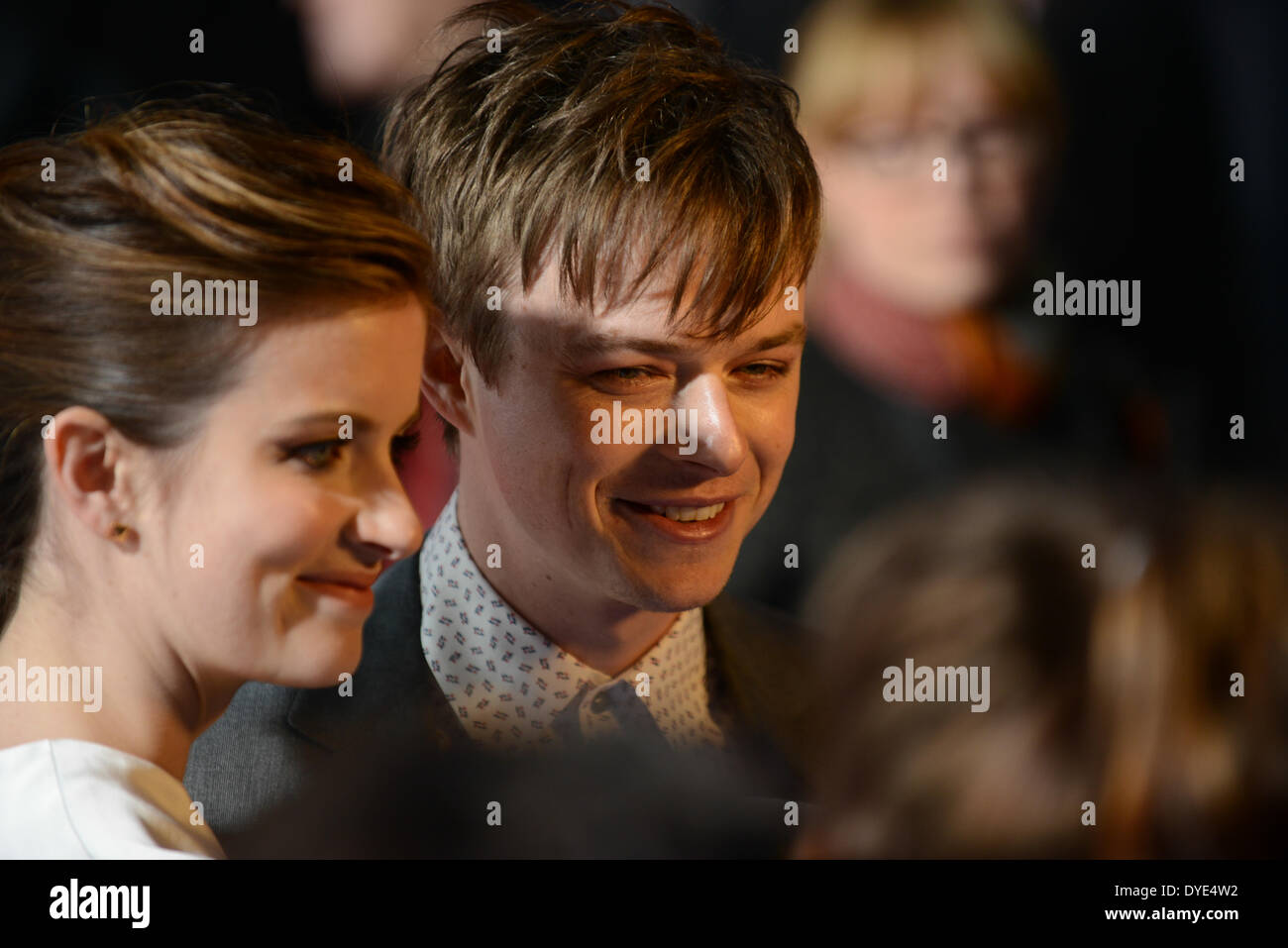 BERLIN, GERMANY, 15th April, 2014. Dane DeHaan and Anna Wood attend the 'The Amazing Spider-Man 2' Premiere in Sony Centre, Potsdamer Platz on April 15th, 2014 in Berlin, Germany. Credit:  Janne Tervonen/Alamy Live News Stock Photo