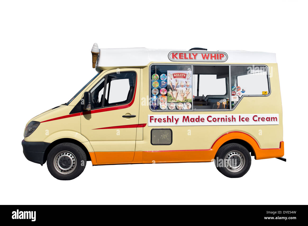 A cut out of a traditional British ice cream van based on a Mercedes Sprinter Van Stock Photo