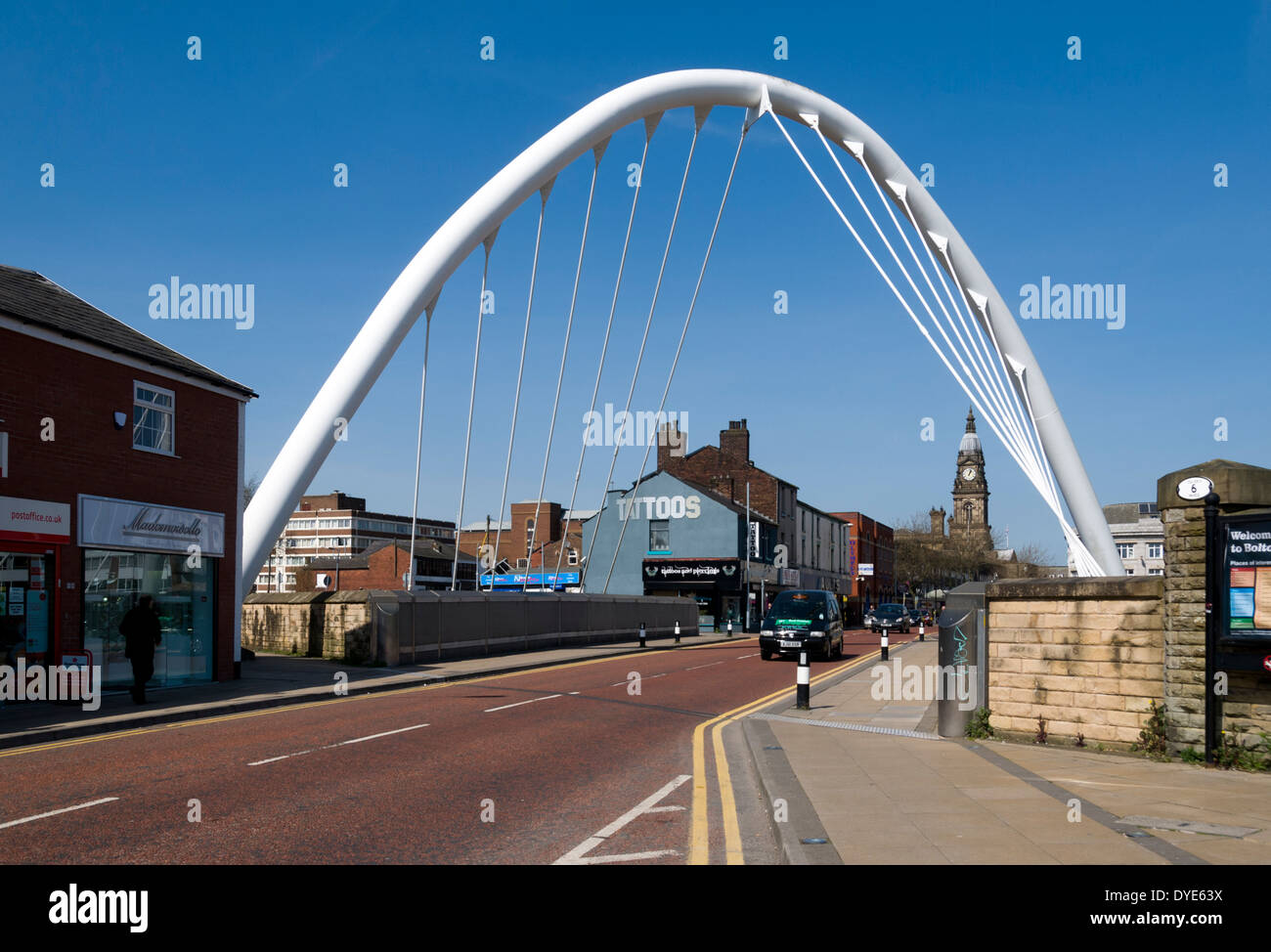 The Newport Street bridge, Bolton, Greater Manchester, England, UK. Designed by Cass Hayward. Stock Photo
