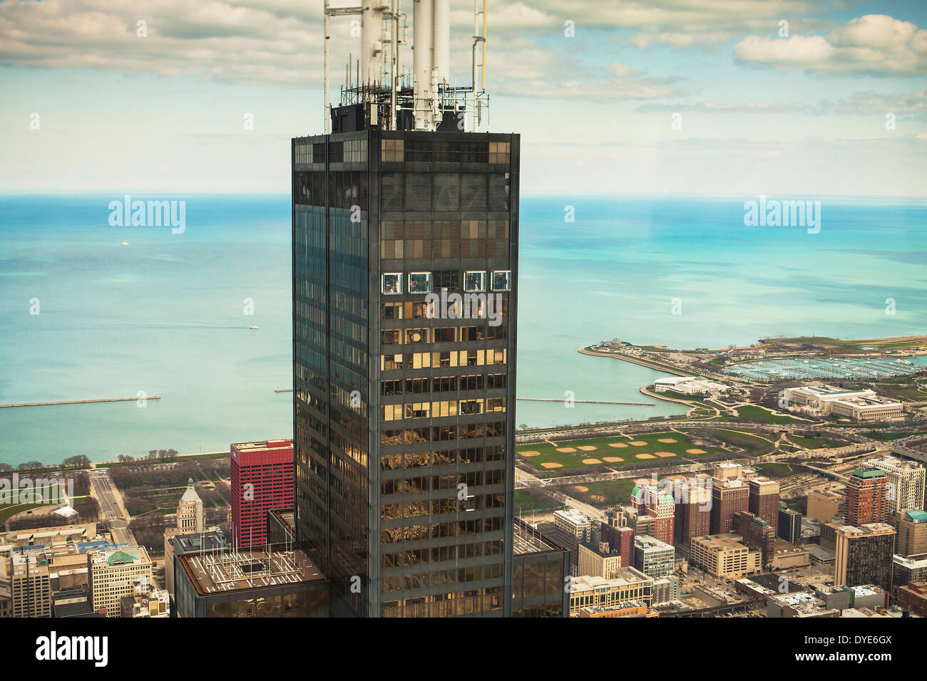 Aerial view of Chicago and Willis Tower, Illinois Stock Photo